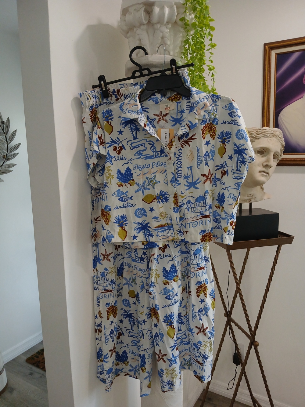 Santorini Print Bathing Suit Cover Set